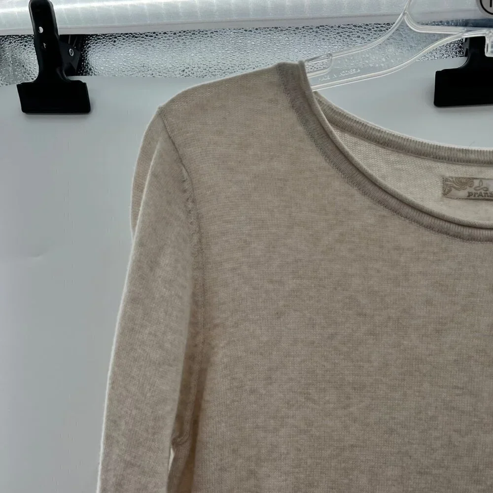 Prana Women's Asymmetric Hem Pullover Sweater Lightweight Cream Size Small